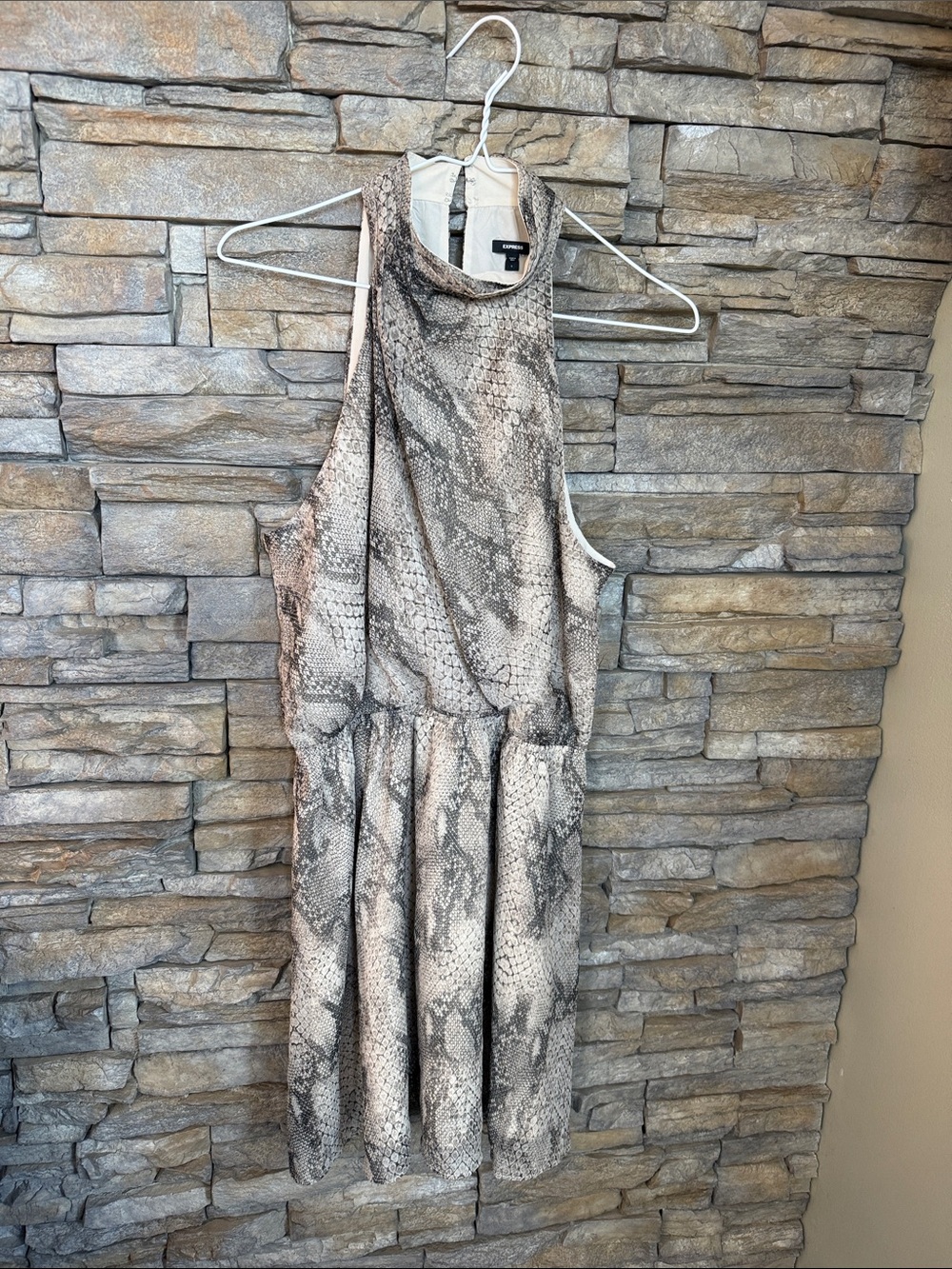 Express Neutral Snake-Print Mini Dress
